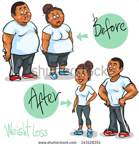     Weight Loss Program And Training  Hand Drawn Funny Cartoon Characters