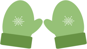Winter Mittens   Green Winter Mittens Clip Art Image With A Snowflake