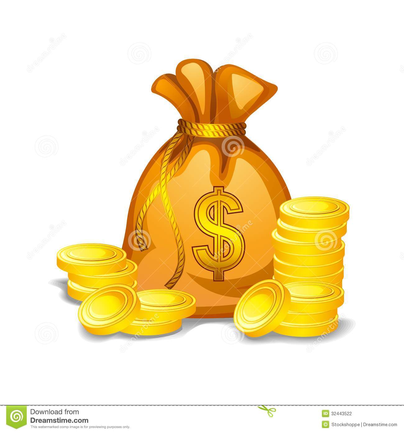 Bag Of Gold Coins Clipart