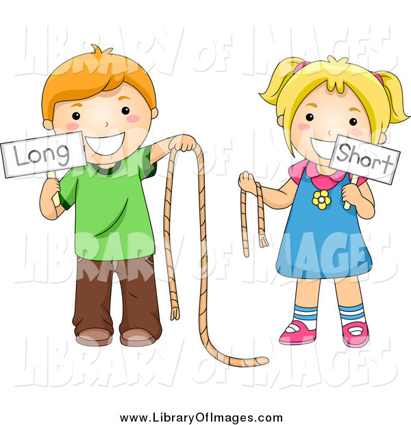 Clip Art Of Caucasian School Kids Holding Long And Short Ropes And