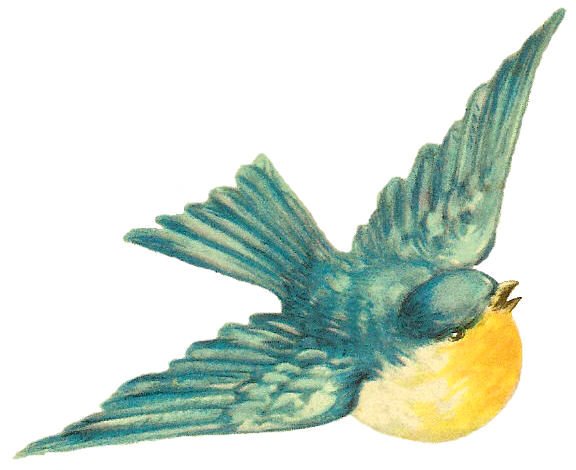 Free Bird Clip Art  Vintage Bird Illustration Of Blue Bird With Yellow