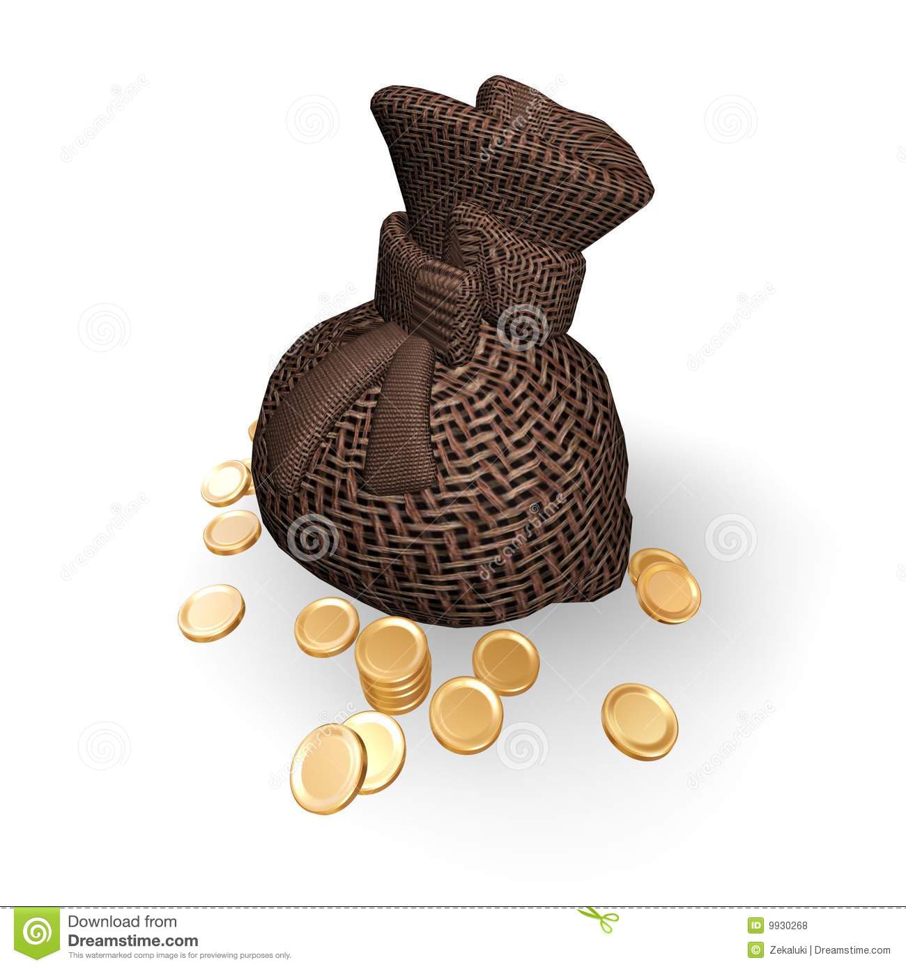 Full Bag Of Gold Coins  Royalty Free Stock Photos   Image  9930268