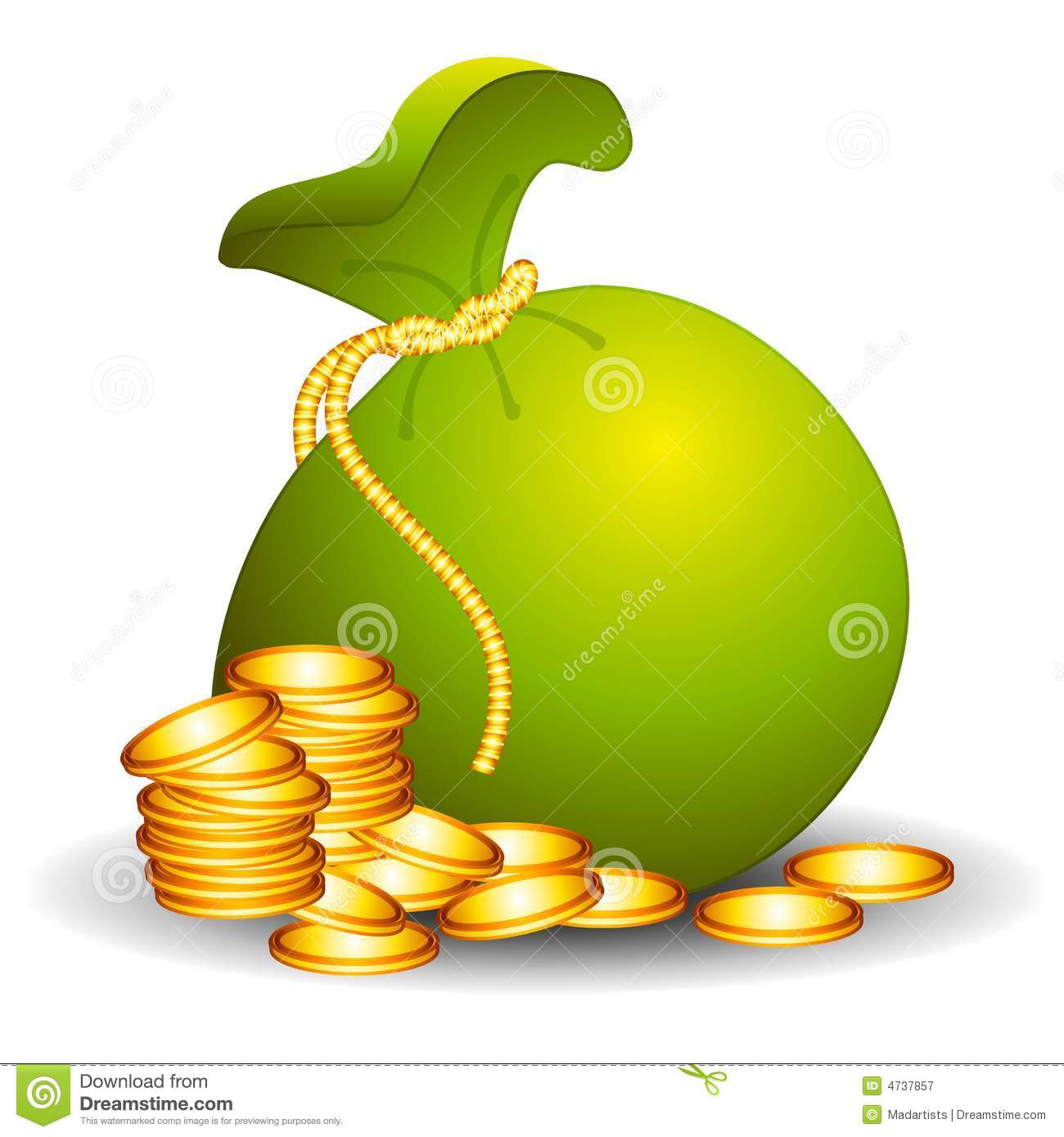 Large Bag Of Money With Coins Royalty Free Stock Photography   Image