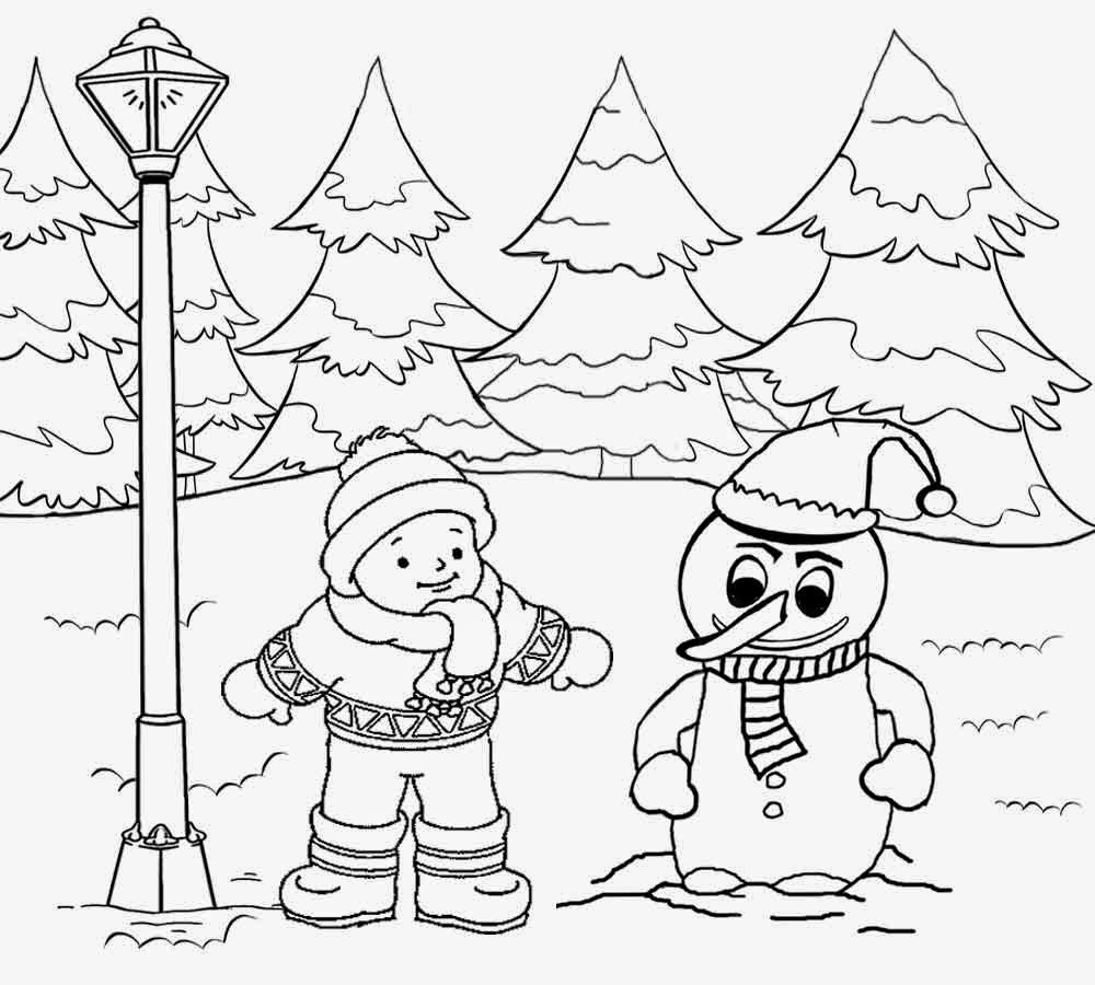 Free Printable Christmas Winter Landscape Coloring Pages For Teenagers