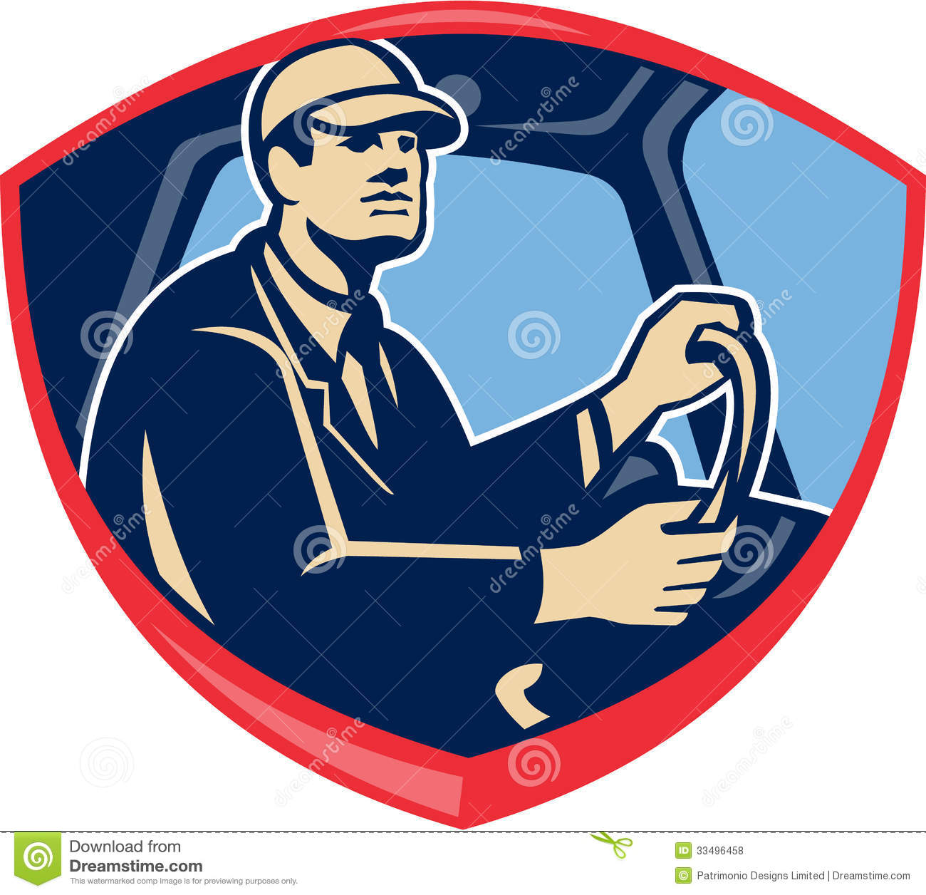 Illustration Of A Bus Or Truck Driver Driver Inside Vehicle Viewed