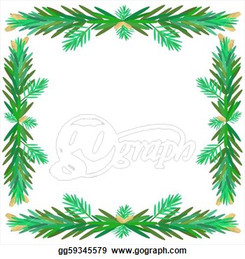 Vector Clipart   Illustration Of Pine Branches That Have Pine Cones In