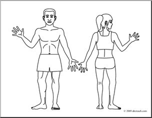 Clip Art  Human Body  Coloring Page    Preview 1
