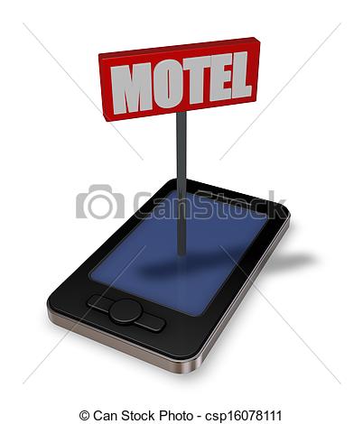 Clipart Of Motel   Smartphone With Motel Sign   3d Illustration