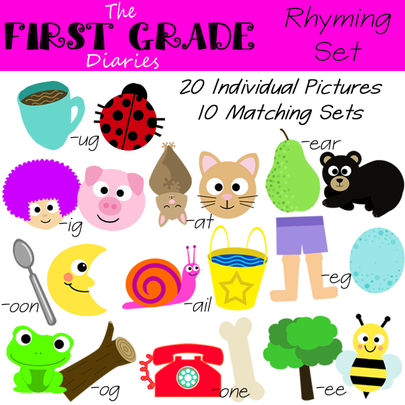 The First Grade Diaries  Abc Phonics   Rhyming Words Clip Art Sets