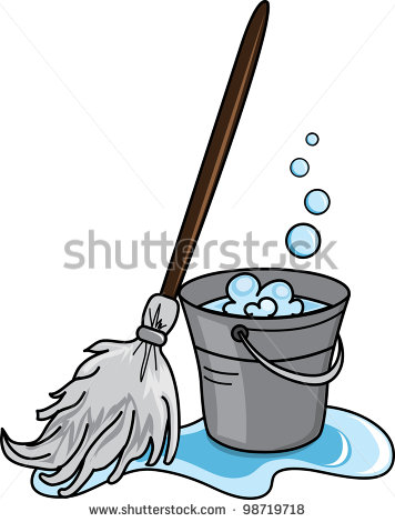 Clip Art Illustration Of A Cleaning Bucket Filled With Soapy Water And