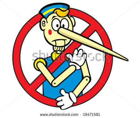     Pinocchio With Universal No Symbol Concept No Lying   Stock Vector
