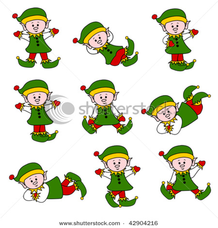 Vector Clipart Illustration Picture Of Cute Christmas Elf Set With