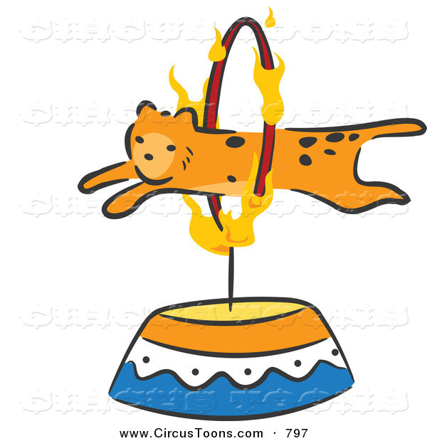 Circus Clipart Of A Cheetah Leaping Through A Fiery Hoop By Bnp Design