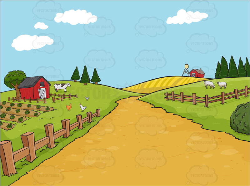 Country Farm Background   Vector Graphics   Vectortoons Com