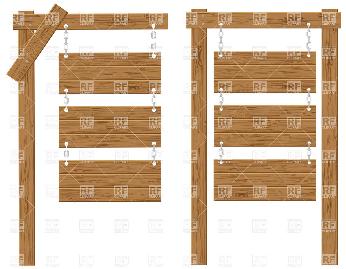 Wooden Boards Signs On Chains Vector