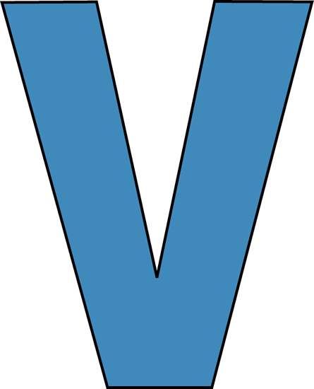 Blue Alphabet Letter V Clip Art Image   Large Blue Capital Letter V
