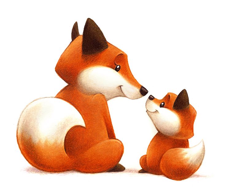 Mama Fox And Baby Fox By Aaron