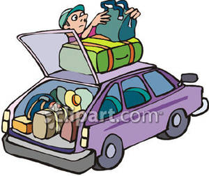 Man Packing A Car For A Trip   Royalty Free Clipart Picture