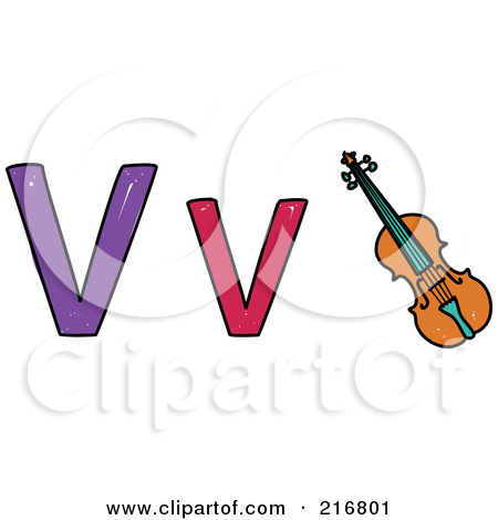 Of A Childs Sketch Of A Lowercase And Capital Letter V With A Violin
