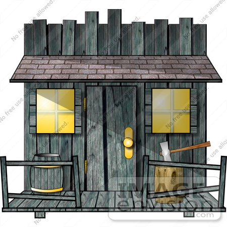 Old Fashioned Building Or Shed With A Log And Axe Clipart    18980 By