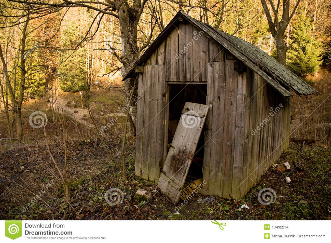Old Shed In The Autumn Forest