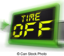 Time Off Digital Clock Shows Holiday From Work Or Study Clipart