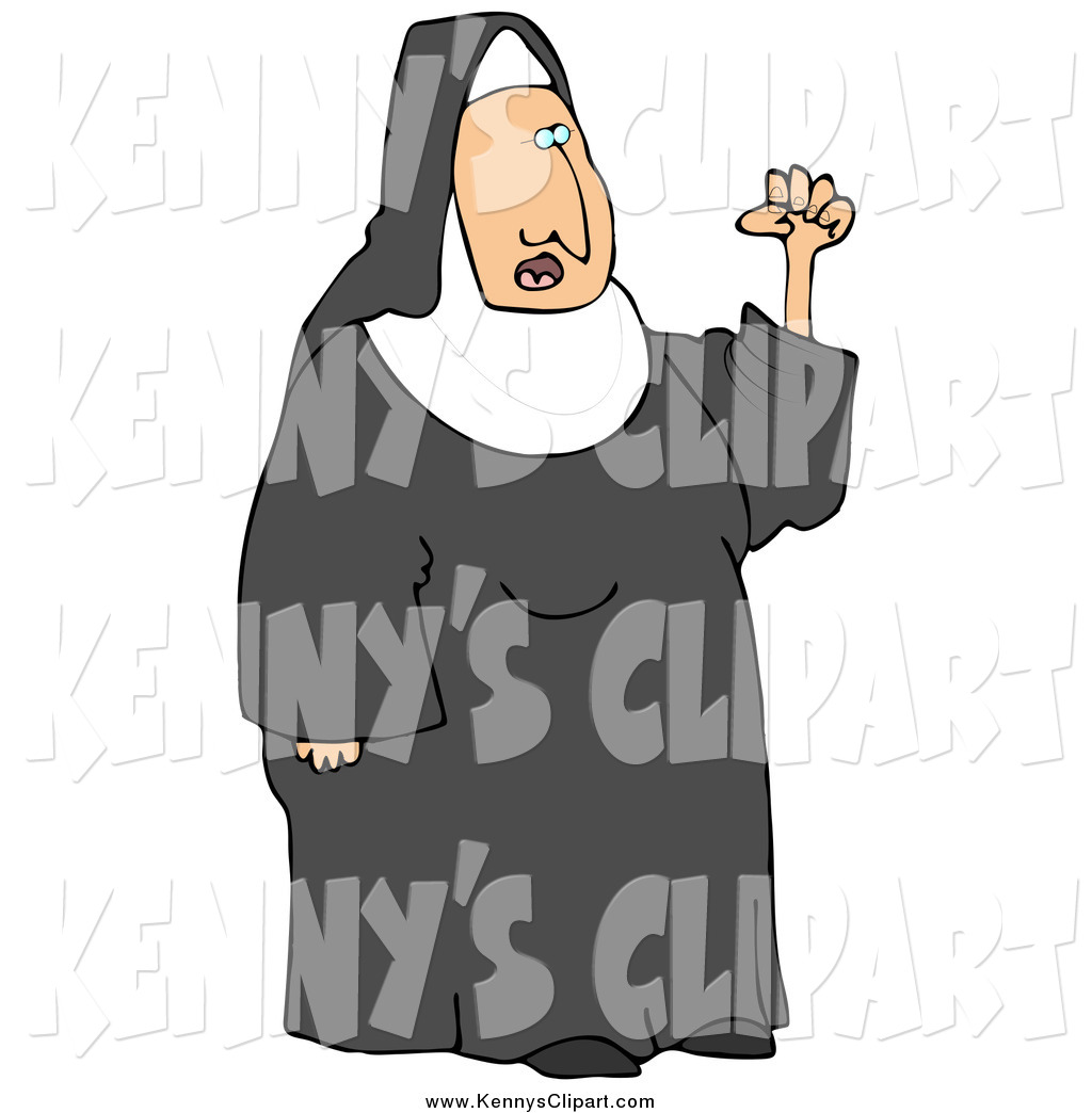 Clip Art Of A Frustrated Nun Waving Her Fist In The Air While Arguing