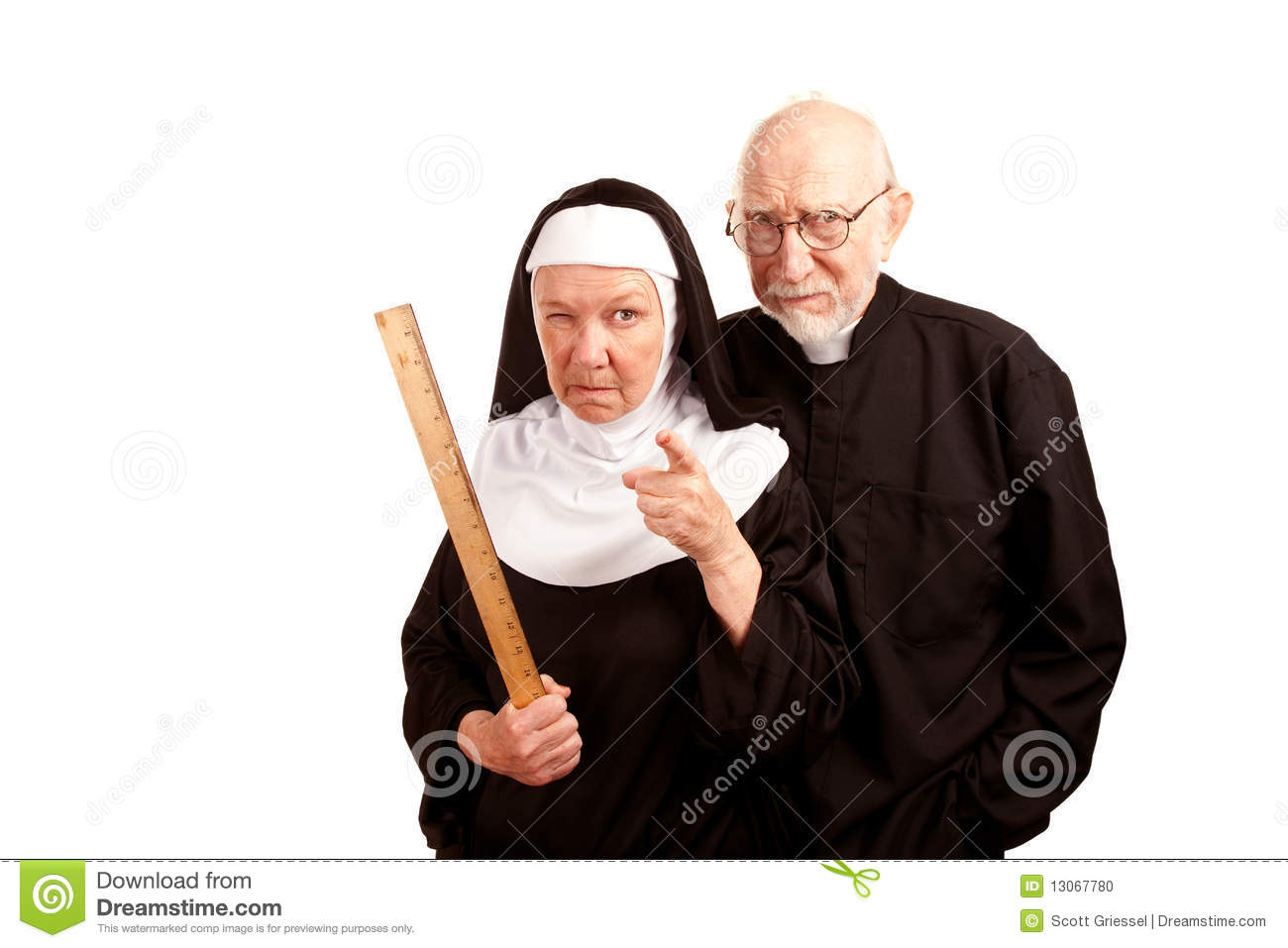 Funny Priest And Nun Stock Photo   Image  13067780