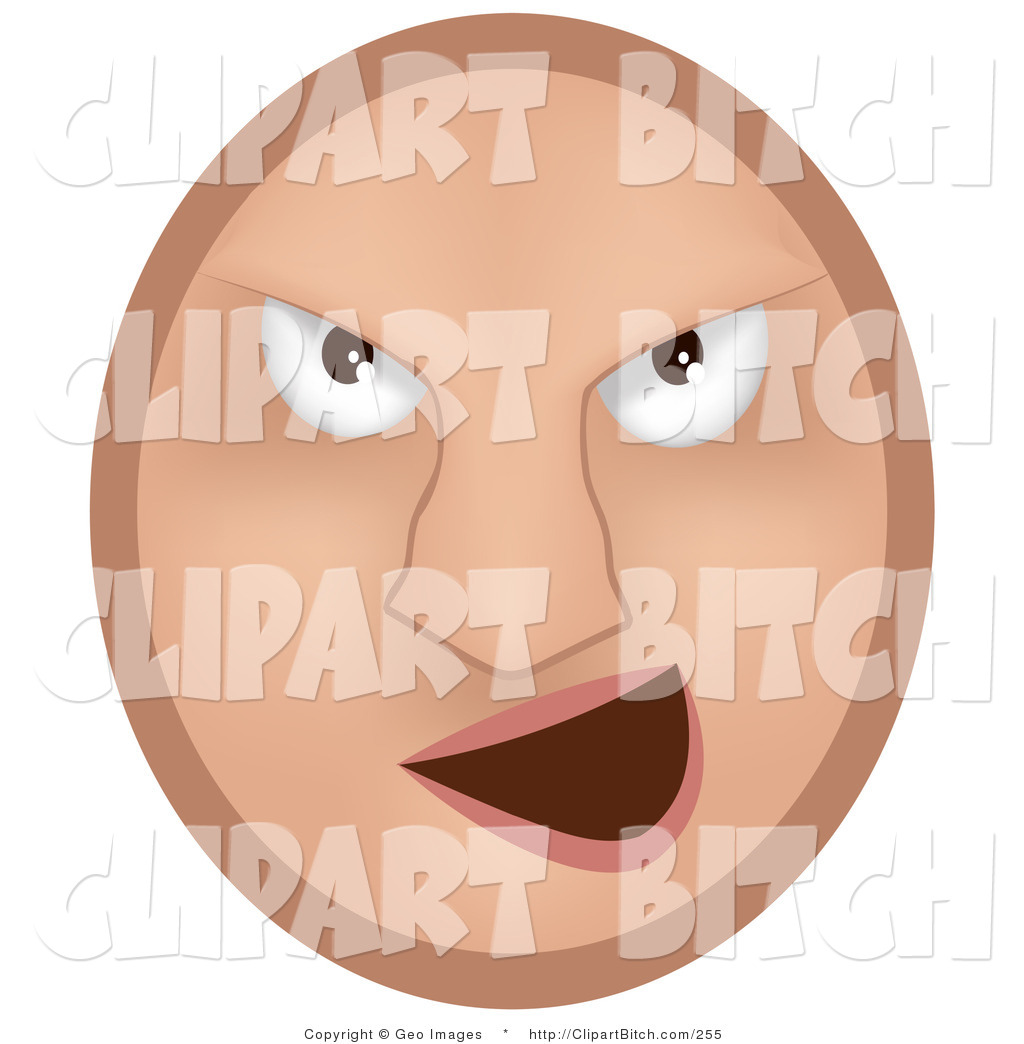 Larger Preview  Clip Vector Art Of A Beige Mean Emoticon Face Bully