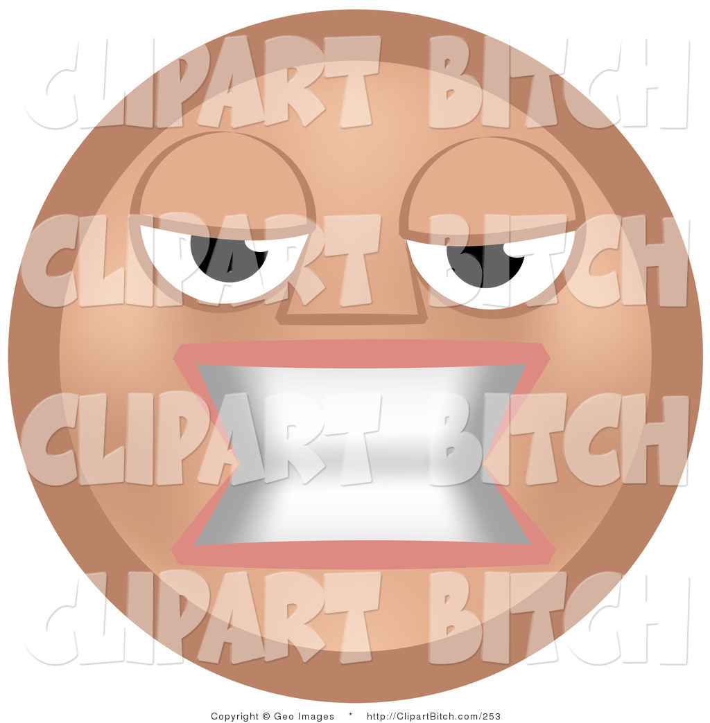 Larger Preview  Clip Vector Art Of A Mean Beige Smiley Face Woman