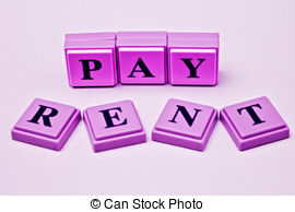 Pay Rent Spelled Out In Colored Blocks