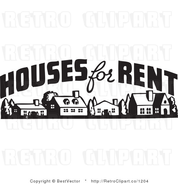 Retro Vector Clip Art Of A Houses For Rent Sign By Bestvector    1204
