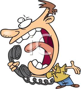 Man Shouting Into A Telephone   Royalty Free Clipart Picture