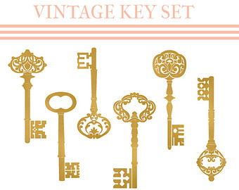 Popular Items For Vintage Key Clipart On Etsy