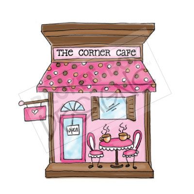 Boutique Buildings  The Cafe   Hand Drawn Clipart For Sale