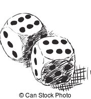 Rough Monochrome Sketch   Two Dices Stock Illustration