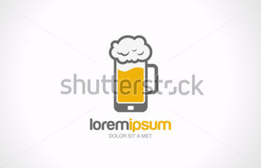 Mobile Beer Glass Pub Vector Logo Design Template  Bar Cafe Concept
