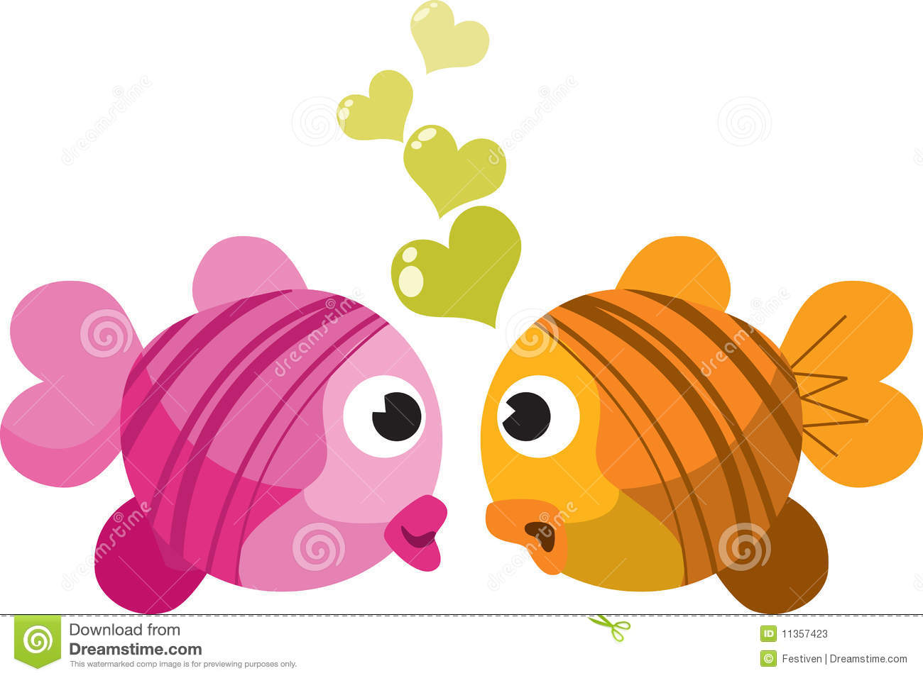 Two Fish In Love White Background