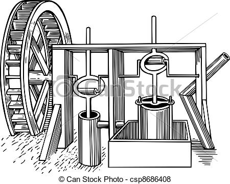 Vector Of Water Mill   Old Wooden Water Mill On White Background