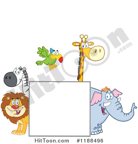 Wildlife Clipart  1188496  Square Sign And Happy Zoo Animals By Hit