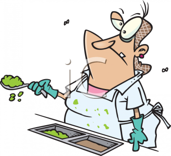 Clipart Cartoon Picture Of A Lunchroom Lady With Flies