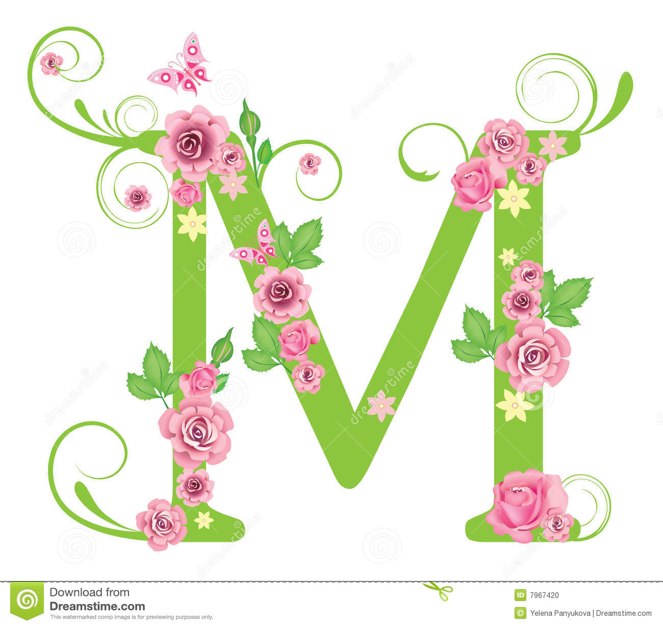Letter M With Roses Stock Photo   Image  7967420
