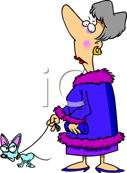 Royalty Free Clipart Image  Cartoon Of A Rich Woman Walking Her
