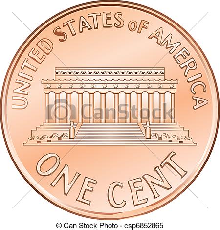 Vector   Vector American Coin One Cent Penny   Stock Illustration