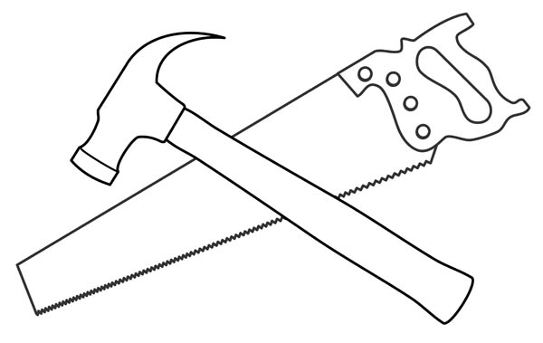 Illustration Of Common Hand Tools  A Saw And A Hammer