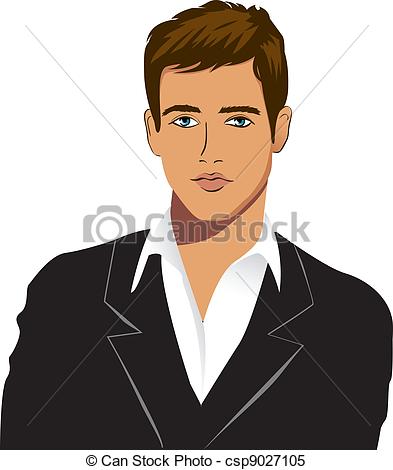 Vector   The Young Man In A Black Suit   Stock Illustration Royalty