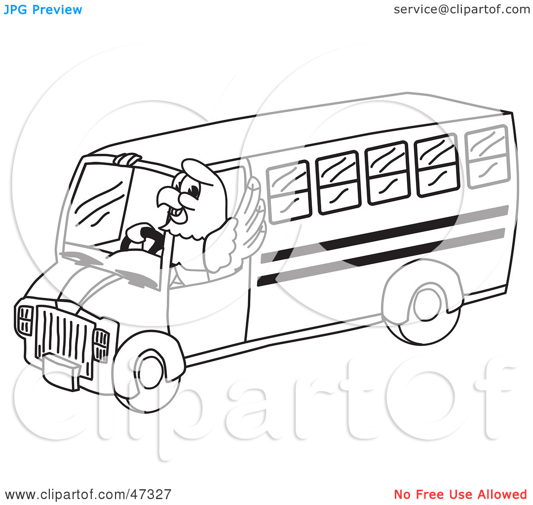 Clipart Illustration Of A Bald Eagle Hawk Or Falcon Bus Driver Outline