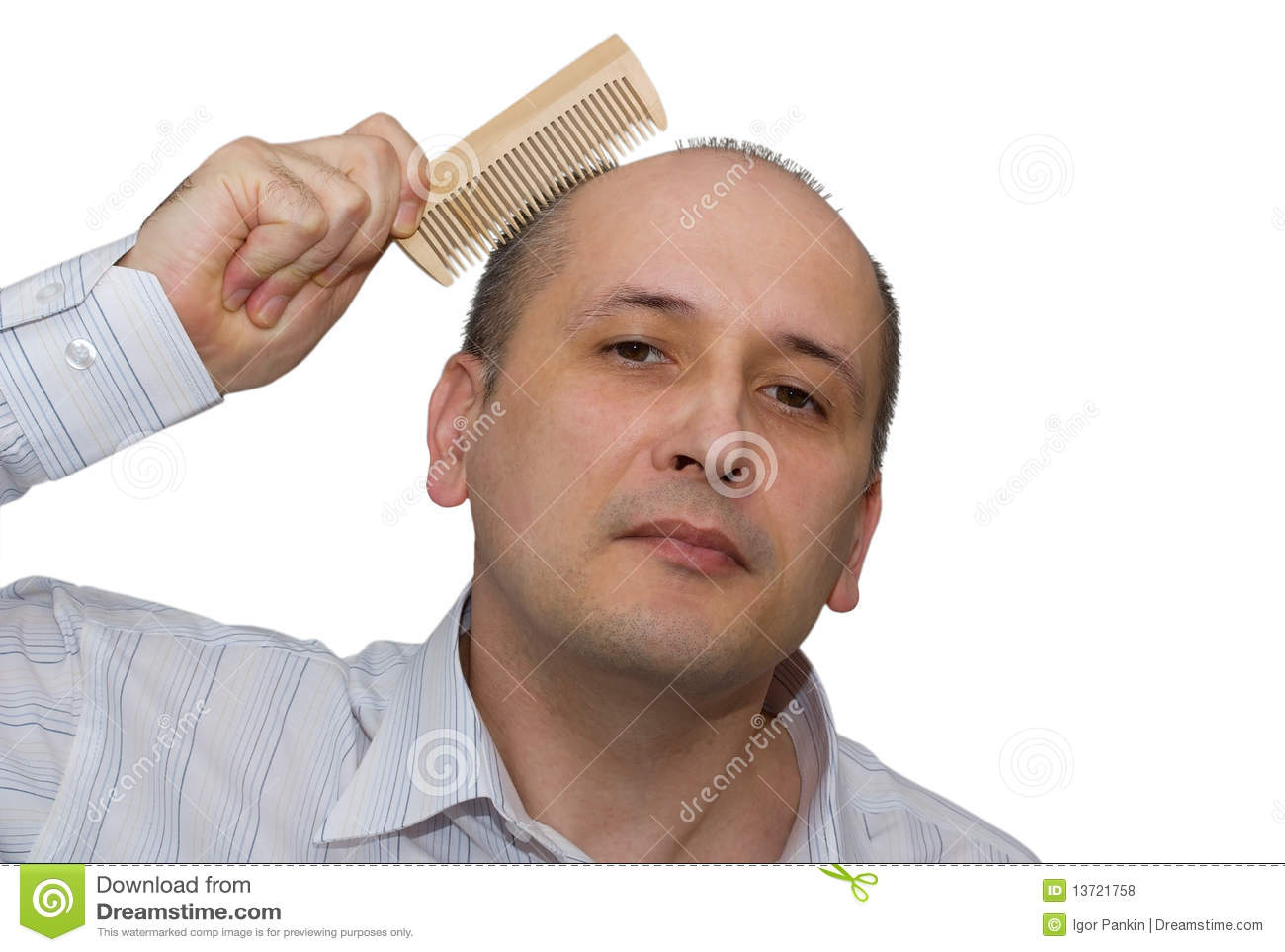 Bald Man Combs Hair Royalty Free Stock Photos   Image  13721758