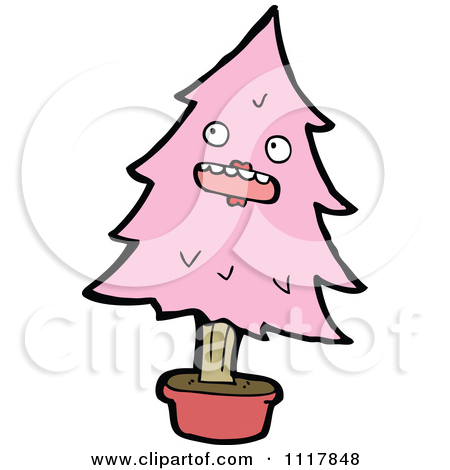 Clipart Pink Christmas Tree 1   Royalty Free Vector Illustration By