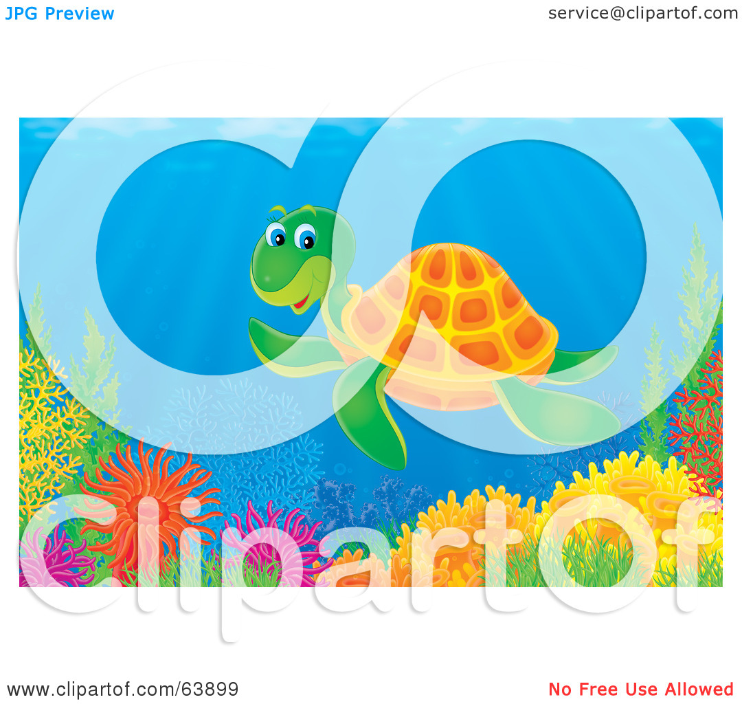 Free  Rf  Clipart Illustration Of An Underwater Scene Of A Happy Sea